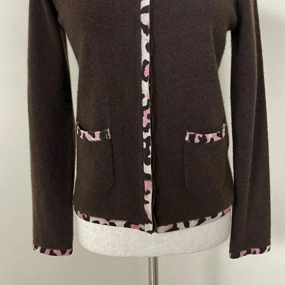U-Knit 100% CASHMERE Cardigan Sweater Size Small S Pockets Button Front Brown - Picture 5 of 15